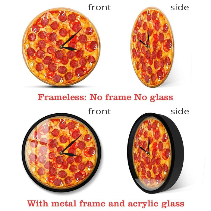 Italian Pepperoni Pizza Wall Clock Restaurant Design