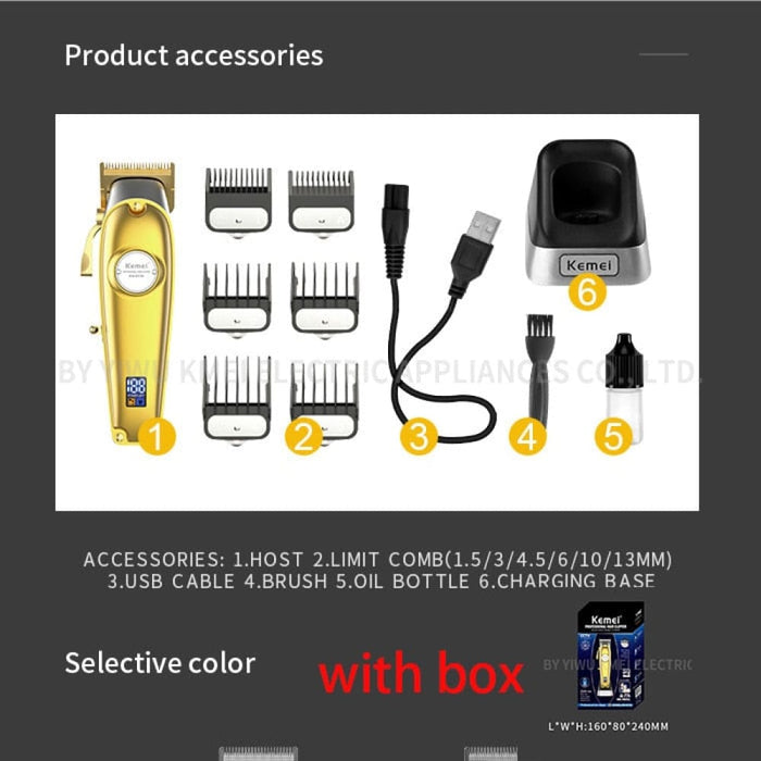 K53s Turbo Motor Hair Clipper with Charge Base 2 Speeds