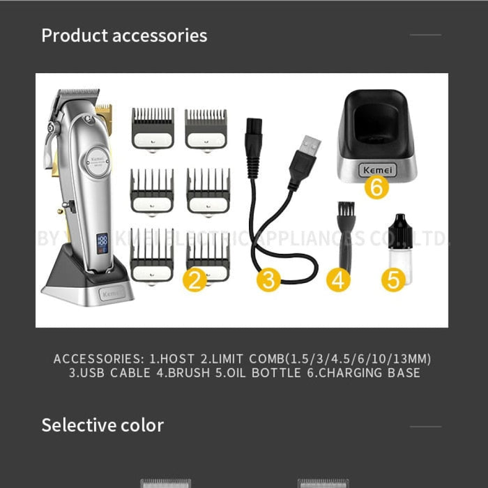 K53s Turbo Motor Hair Clipper with Charge Base 2 Speeds