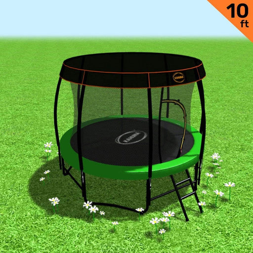 Kahuna Trampoline 10 Ft With Roof - green