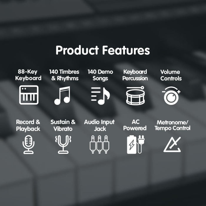 Karrera 88 Keys Electronic Keyboard Piano With Stand Silver