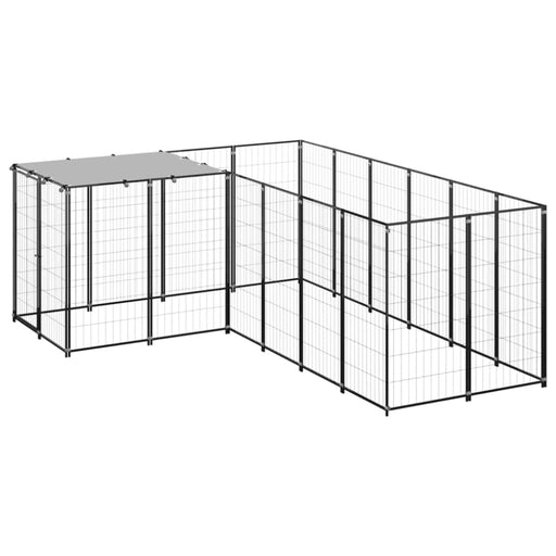 Dog Kennel Black Steel Tbnxxoo