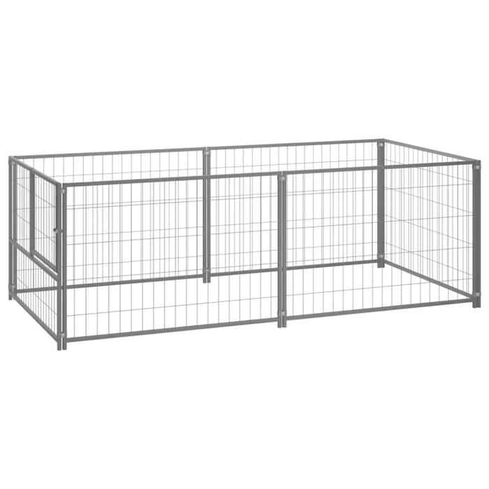 Dog Kennel Silver Steel Opbikt
