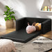 Kids Convertible Sofa 2 Seater Black Pu Leather Children