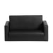 Kids Convertible Sofa 2 Seater Black Pu Leather Children