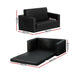 Kids Convertible Sofa 2 Seater Black Pu Leather Children