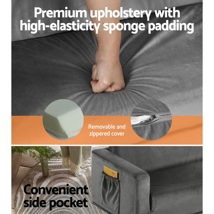 Kids Convertible Sofa 2 Seater Children Flip Open Couch