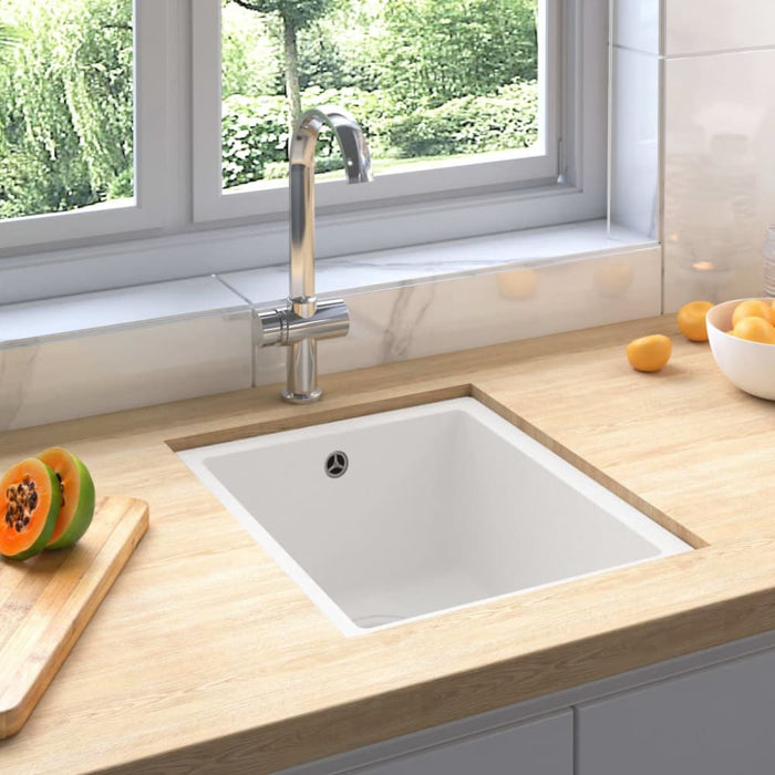 Kitchen Sink with Overflow Hole White Granite Opobbp