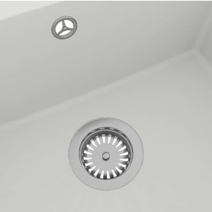 Kitchen Sink with Overflow Hole White Granite Opobbt