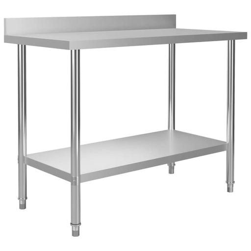 Kitchen Work Table with Backsplash 120x60x93 Cm Stainless