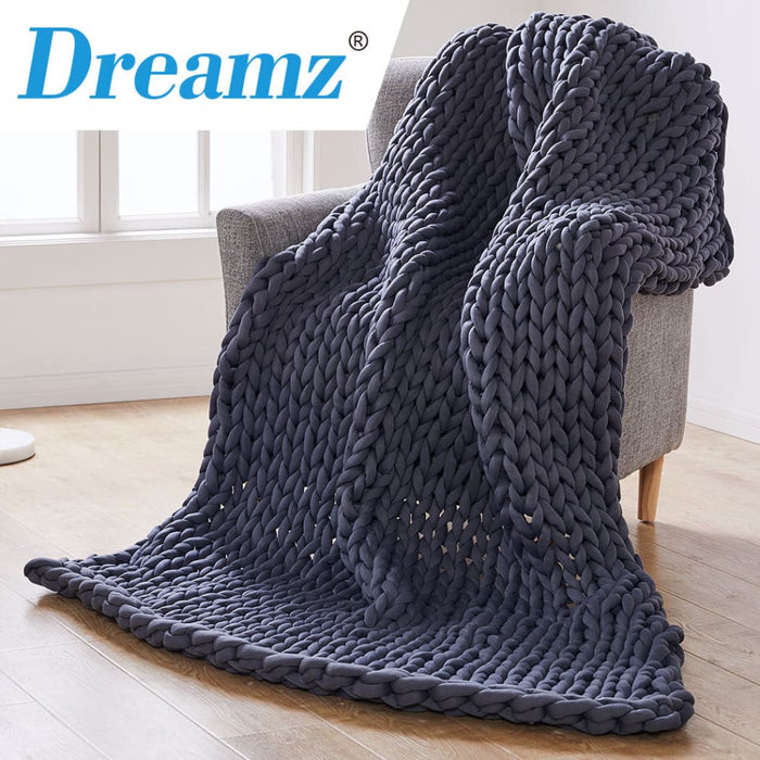 Knitted Weighted Blanket Chunky Bulky Knit Throw 9kg Dark