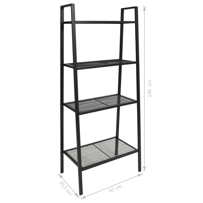 Ladder Bookcase 4 Tiers Metal Black Xapkix