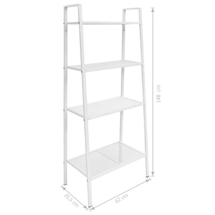 Ladder Bookcase 4 Tiers Metal White Xapkit