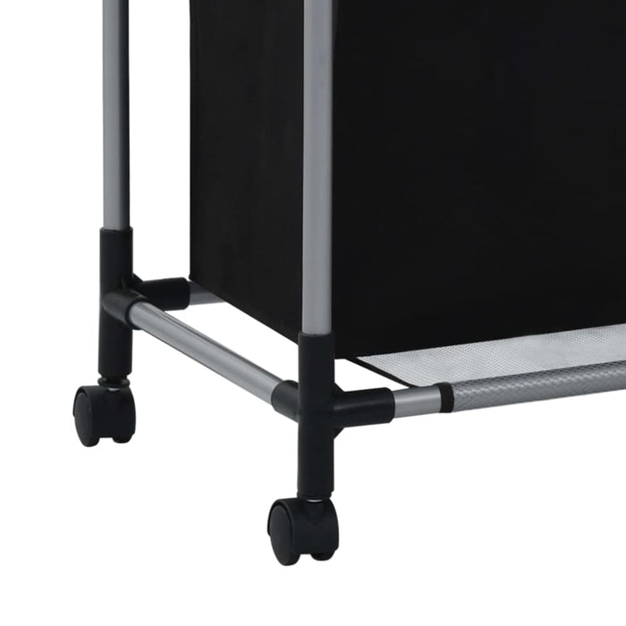 Laundry Sorter with 3 Bags Black Steel Xnxaxl