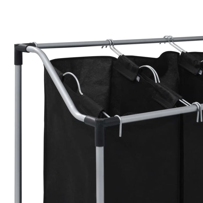 Laundry Sorter With 3 Bags Black Steel Xnxaxl