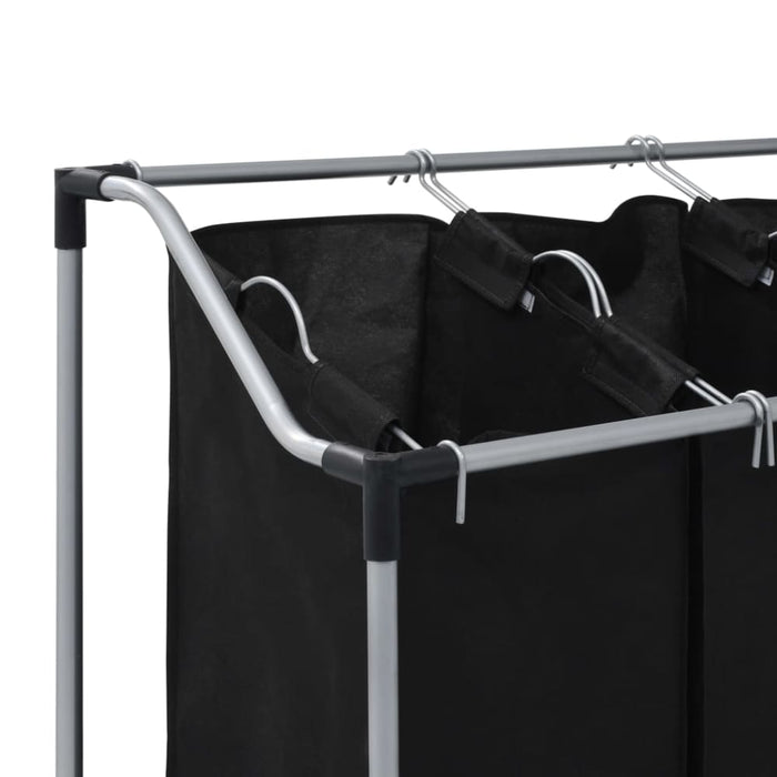 Laundry Sorter with 3 Bags Black Steel Xnxaxl
