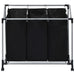 Laundry Sorter with 3 Bags Black Steel Xnxaxl