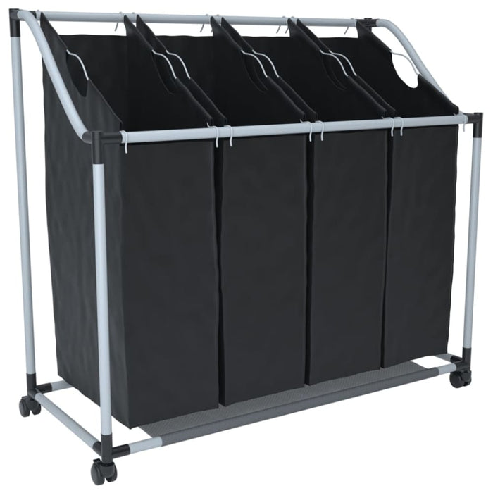 Laundry Sorter with 4 Bags Black Grey Xabtli