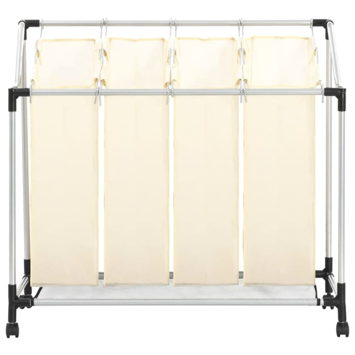 Laundry Sorter with 4 Bags Cream Steel Xnxaxn
