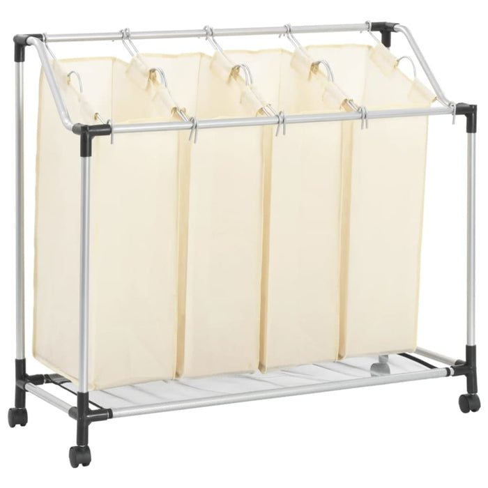 Laundry Sorter with 4 Bags Cream Steel Xnxaxn