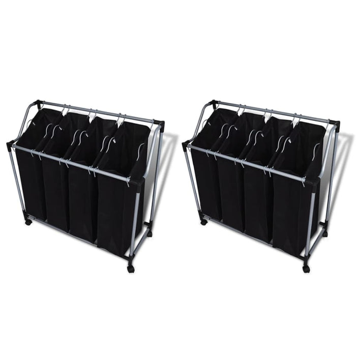 Laundry Sorters with Bags 2 Pcs Black and Grey Xilbao
