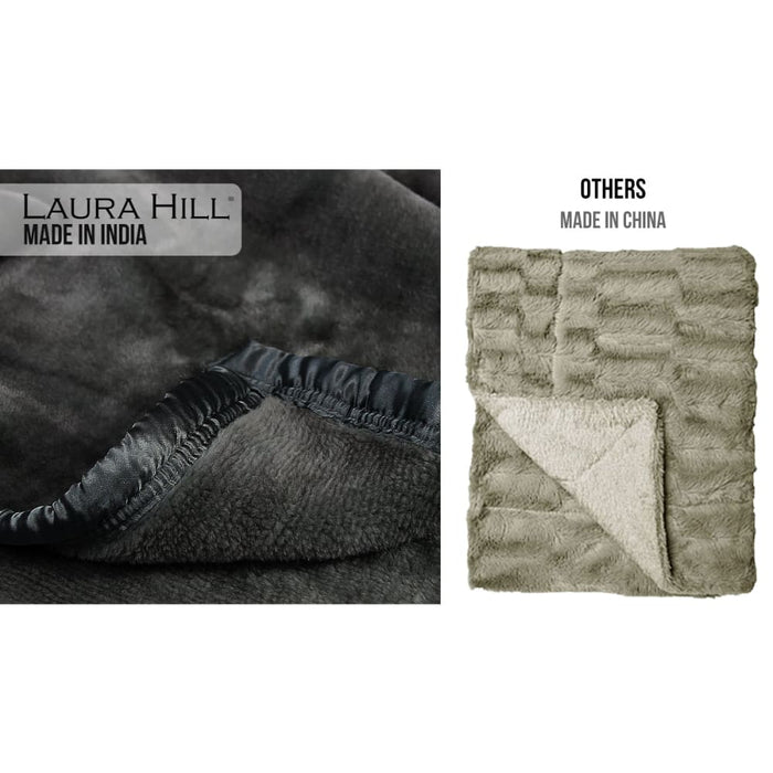 Laura Hill 600gsm Faux Mink Blanket Double-sided Queen Size