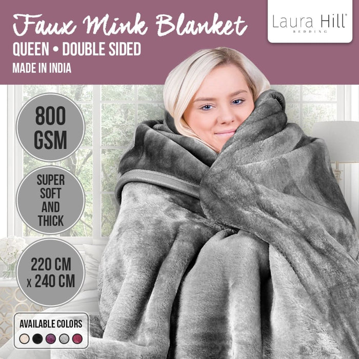 Laura Hill Faux Mink Blanket 800gsm Heavy Double-sided