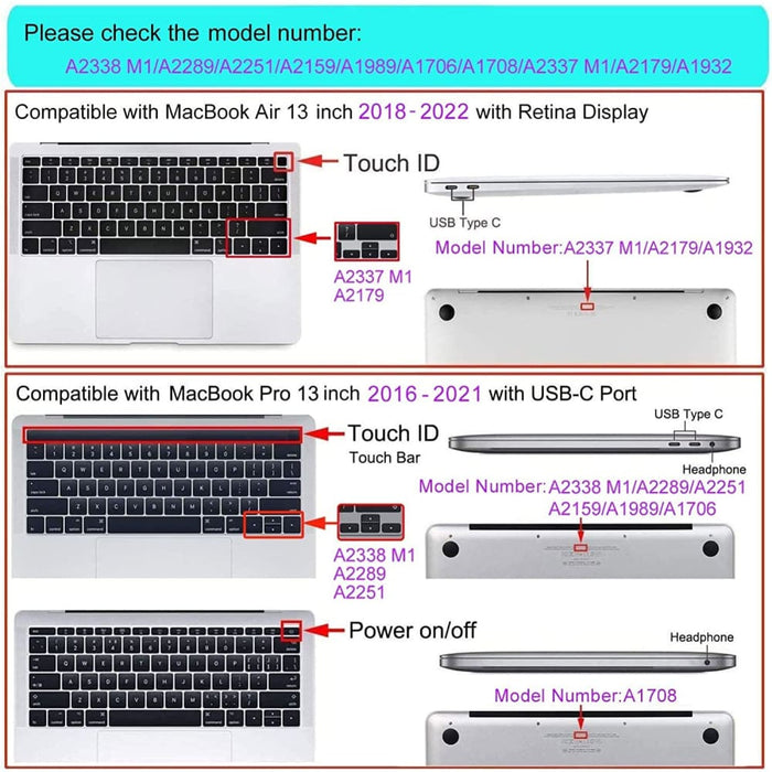 Pu Leather Sleeve Case M1 M2 A2681 A2337 A2338 for Macbook