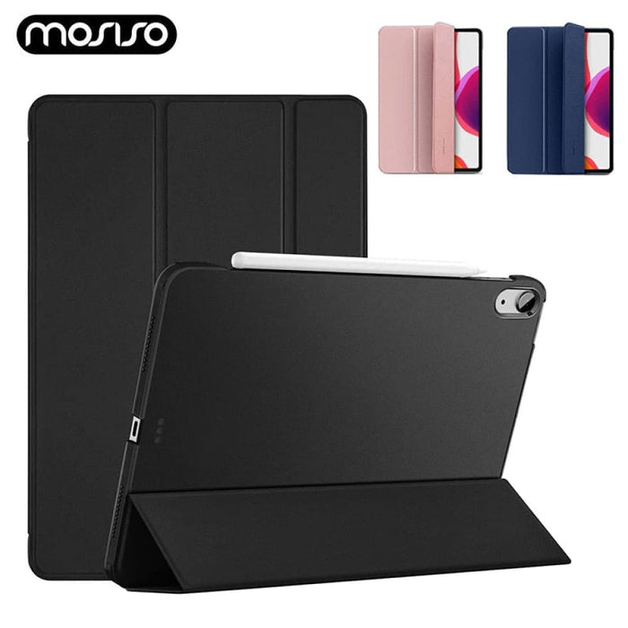 Pu Leather Slim Shell Hard Pc Trifold Back Protective Cover