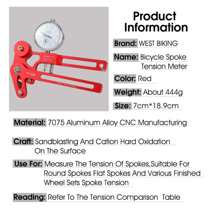 Light Volume Bicycle Spoke Tensiometer