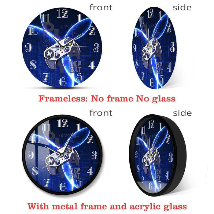 Lightning Gamepad Playroom Wall Clock Video Game Controller
