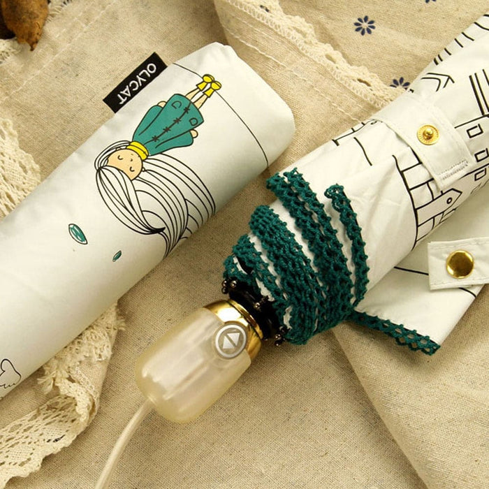 Lonely Girl Print Design Automatic Umbrella