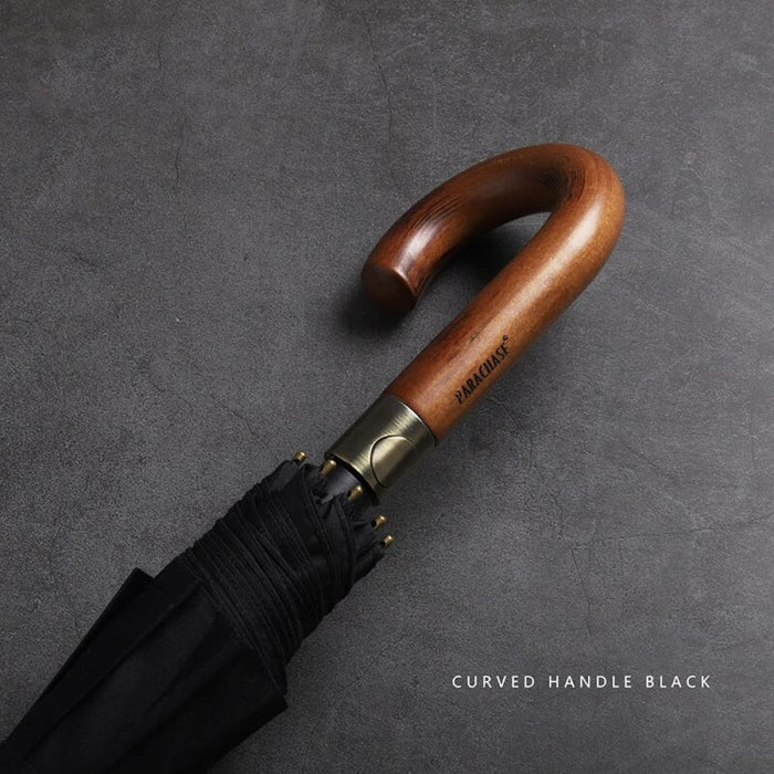 Long Wooden Handle Double Layer Umbrella