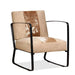 Lounge Chair Cream Genuine Goatskin And Canvas Gl8646