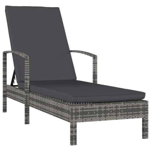 Sun Lounger With Armrests Poly Rattan Grey Anoxl