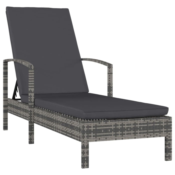 Sun Lounger with Armrests Poly Rattan Grey Anoxl