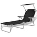 Sun Lounger with Canopy Steel Black Axktx