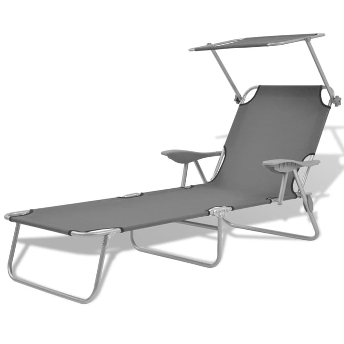 Sun Lounger with Canopy Steel Grey Axkta