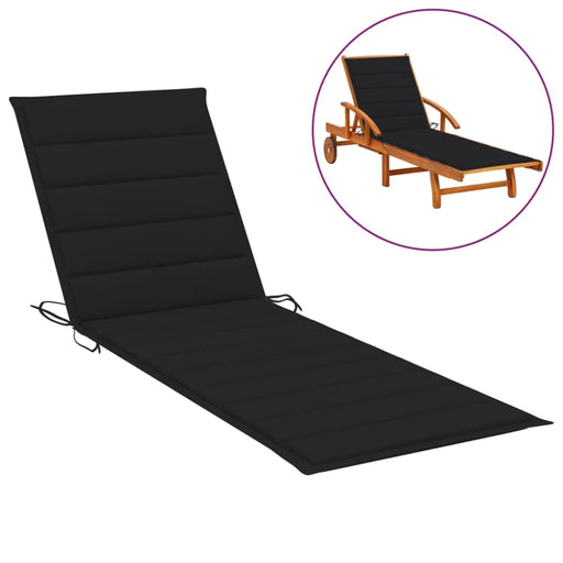 Sun Lounger Cushion Black 200x70x3 Cm Fabric Toaxxp