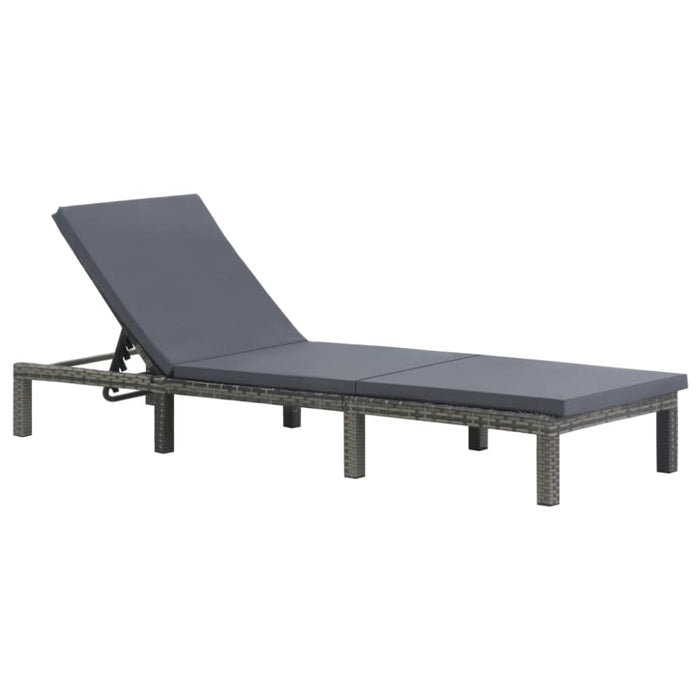 Sun Lounger with Cushion Poly Rattan Anthracite Aiipx