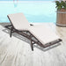 Sun Lounger with Cushion Poly Rattan Brown Atobi