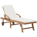 Sun Lounger with Cushion Solid Teak Wood Cream Anbxx