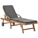 Sun Lounger with Cushion Solid Teak Wood Dark Grey Anbxt