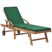 Sun Lounger with Cushion Solid Teak Wood Green Anbxa
