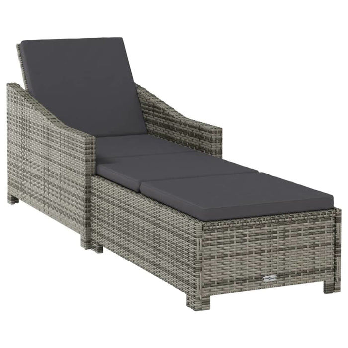 Sun Lounger with Dark Grey Cushion Poly Rattan Toionb