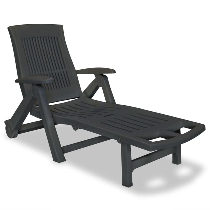 Sun Lounger with Footrest Plastic Anthracite Atpnn