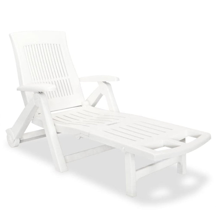 Sun Lounger with Footrest Plastic White Atpnl
