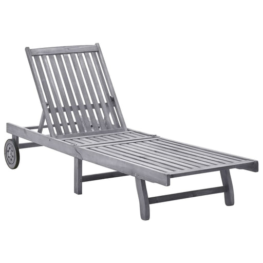Sun Lounger Solid Acacia Wood Toonix