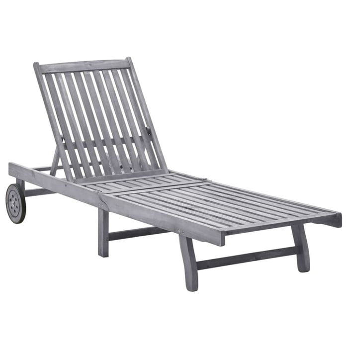 Sun Lounger Solid Acacia Wood Toonix
