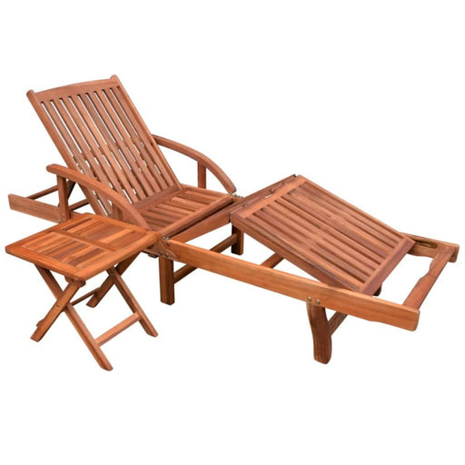 Sun Lounger With Table Solid Acacia Wood Axpka